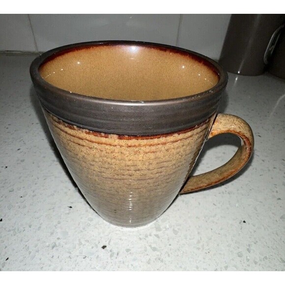 Sango Coffee Mugs Omega Cocoa Brown 4661 Set of 2 Pair Artisan Tea Espresso Cups - Picture 7 of 8